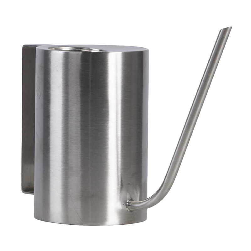 Esschert Design Modern Style Cylinder Watering Can, Stainless Steel