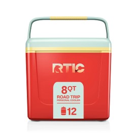 RTIC 8 QT Road Trip Personal Cooler, Small, Compact, Insulated, Portable Ice Chest Box for Food, Drink, Beverage, Beach, Camping, Picnic, Fishing, Boat, 12-Can Capacity, Desert Sunset