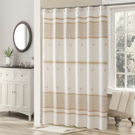 MVSUTA - Cortina de ducha moderna con estampado de rayas de poliéster color tostado, decorativa, color amarillo impermeable, cortinas de baño, 72 pulgadas de ancho x 78 pulgadas de largo
