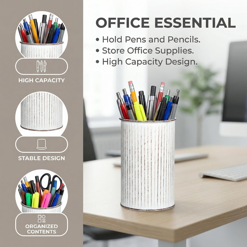 U-TIMES Metal Pen Holder with Vertical Groove Design, Multipurpose Desk