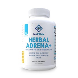 NuEthix Formulations Herbal Adrena+, Adrenal Support Supplements for Women & Men, Cortisol Support, Improve Energy Levels & Mood, Includes Cordyceps & Ashwagandha, Non-GMO, Gluten Free, 30 Servings