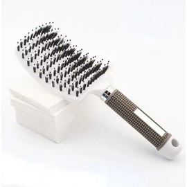 Boar Bristle Hair Brush for Women – Scalp Massage Comb, Detangling Hairbrush for Wet & Curly Hair, Salon Styling Tool with Nylon Bristles