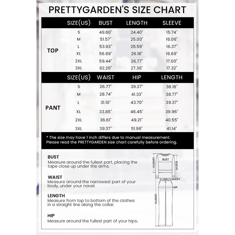 PRETTYGARDEN Women’s Solid Two Piece Outfit Long Sleeve Crewneck Pullover