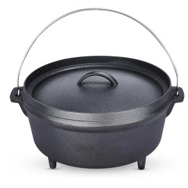 Bruntmor 10 Quart Camp Dutch Oven With Meat Rack.
