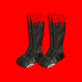 Old Bones Compression Socks: BLOOD DRIP - Athletic Socks for Men & Women - 15-20 mmHg (Black, 3 Pairs)