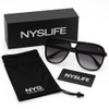 NYS Collection Retro Oversized Square Aviator Sunglasses Ultra Lightweight, Thin