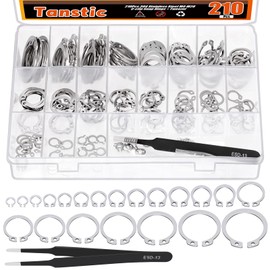 Tanstic 210Pcs 21 Sizes External Retaining Rings Snap Rings Assortment Kit Snap Retaining Clip Ring Circlip C-Clip for Axles, Shafts(4mm-28mm)