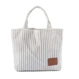 AYNKH White Corduroy Tote Bag,Women's Multifunctional Tote Bag,Large Capacity Bags,Multifunctional Pocket Bags,College Tote Bags,Work Tote Bags,Travelling,Shopping,Daily,Women's Gifts Fashion Items