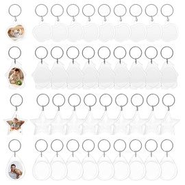CYZBL 40PCS Transparent Blank Acrylic Plastic Photo Keyring – Small Picture Frame Keychains for Women, Family, Friends - Clear Plastic Keyrings for Pets Double - Sided Photos