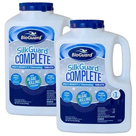 BioGuard SilkGuard Complete 1” Chlorinating Tablets, 4.5 lb, Pack of 2, Chlorine Tablets for Sanitizing Swimming Pools