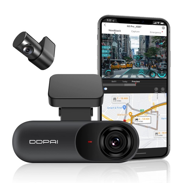 DDPAI 2.5K Dash Cam Front and Rear, 1600P+1080P FHD Dual