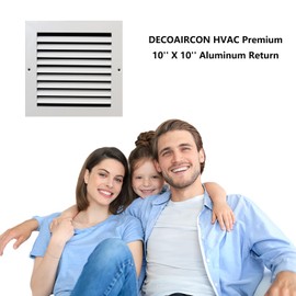 DECOAIRCON 10'' x 10'' (Duct Opening) White Return Air Vent Cover, Aluminum Return Air Grille HVAC Air Return Grille for Wall&Ceiling 11.27"x 11.27"(Overall Dimensions)