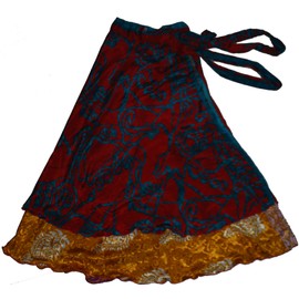 Wevez® Wholesale Lot of 10 Pcs Indian Printed Reversible Art Silk Wrap Around Skirts