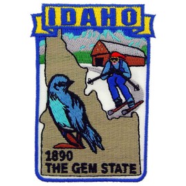 Idaho State Shaped Map Embroidered Patch, with Iron-On Adhesive