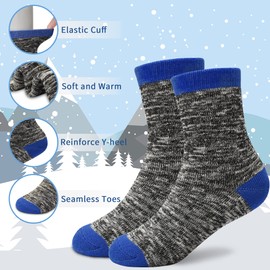 SPTRAMLE Boys Warm Socks, Kids Winter Crew Socks for Toddler Boys Girls(3-5 Years), 5 Pairs Thicken Thermal Half Cushion Mid Cut Socks