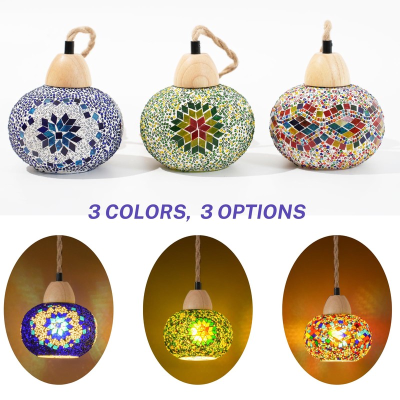 Turkish Moroccan Mosaic Hanging Lamp – Hardwired Pendant Light Fixture