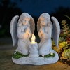 Solar Powered Twin Angel Garden Statue 6.49 Inch - Waterproof