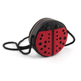 Crossbody Purse, Cute Ladybug Purse Mini Pu Leather Cross Body Bag Wallet Pouch for Girls Women and Female, Black Red