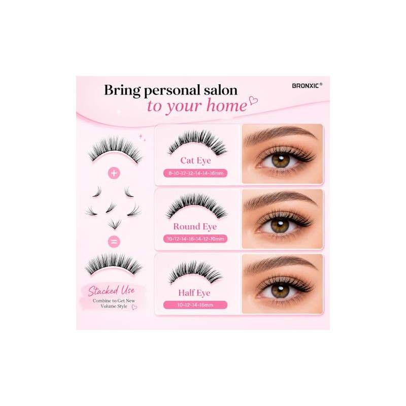 Individual Eyelashes Kit 600+ Pieces 30D-40D-50D-60D-80D-100D Volume Cluster Lashes Extensions,