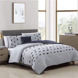 Modern Threads - Drew Collection 4-Piece Comforter Set - Reversible Elegant Bed Set - Includes Comforter, Shams, & Decorative Pillows - Luxurious Bedding Queen