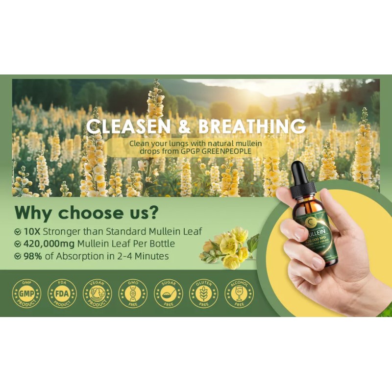 2 PACK Mullein Drops for Lungs, Detox and Cleanse Mullein