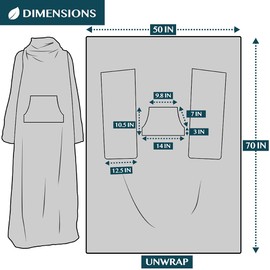 PAVILIA Premium Fleece Blanket with Sleeves for Women, Men, Adult | Warm, Cozy, Extra Soft, Microplush, Functional, Lightweight Wearable Throw (Black, Kangaroo Pocket)