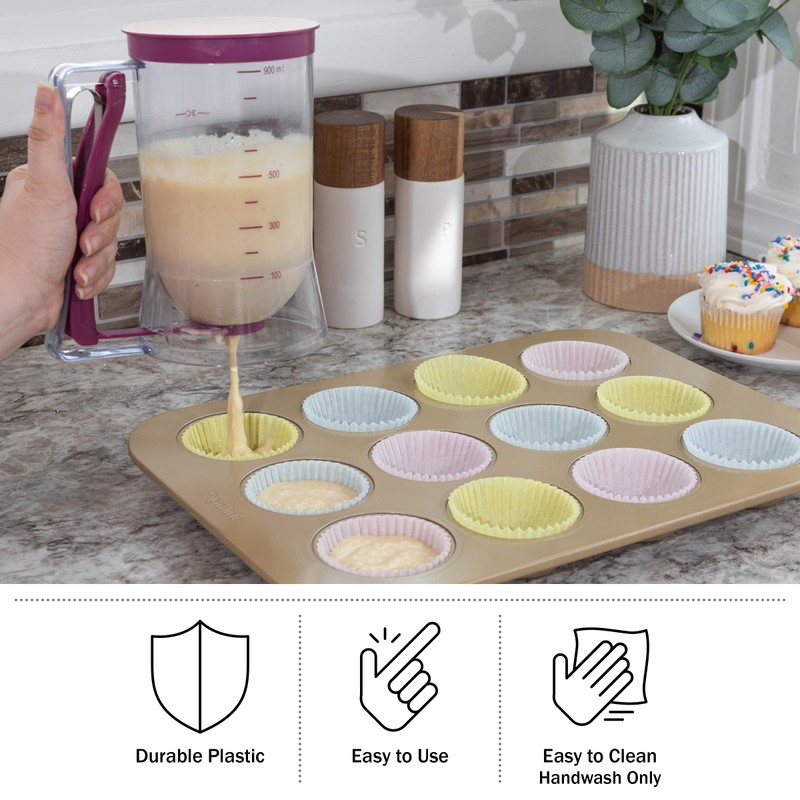 Pancake Batter Dispenser - 4-Cup Batter Dispenser with Squeeze Handle