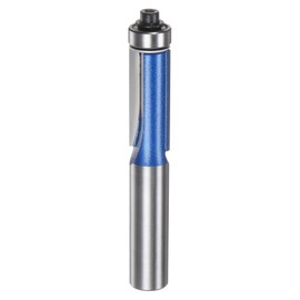HARFINGTON Flush Trim Router Bit 12mm Shank 1/2" Dia 1.2" Cutting Depth Top Bearing Flush Straight Cut Trimming Router Bits Carbide for Particle Board Plywood MDF Woodwork, Silver Blue