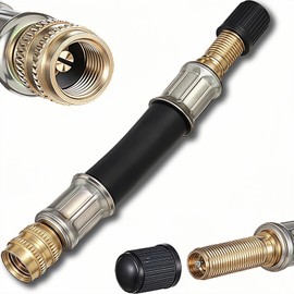 ZmdecQna Tyre Valve Extension 100mm, Valve Extension Car Valve, Flexible Rubber Hose with Heavy Duty Metal Valve for Car, Motorcycle, Road Bike, Bicycle Scooter