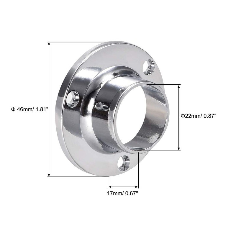 sourcing map Closet Rod Flange,22mm/0.87inch Dia, Wardrobe Socket Bracket Support