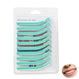 10 Pcs Angle Interdental Brushes, Angled Dental Brush for Teeth Cleaning, L Shape Interdental Brush for Teeth Clean Oral Hygiene Tooth Brushes, Easy Interspace Cleaning Teeth Brushes (Green, 0.8mm)