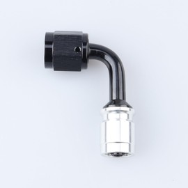 AC PERFORMANCE -4 AN 90 Degree Crimp On PTFE Swivel Hose End Fitting Aluminum Black for Teflon Fuel Line