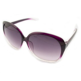 HAND 15827 Ladies Fashion Sunglasses - Large Frame - Width at Temples 139 mm - 100% UV400 Protection - Violet/Clear Frame with Violet Lenses