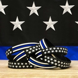 Thin Blue Line American Flag Bracelet (Small 7", 2 Pack)