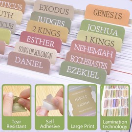 72PCS Bible Tabs, Boho Bible Tabs for Study Bible Easy to Read and Apply Bible Index Book Tabs Bible Stickers for Women Men Bible Study Accessories for Bible Chapters(Boho Theme)