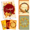 Thanksgiving Cards with Envelopes Gold Foil Fall Wreath Greeting Cards
