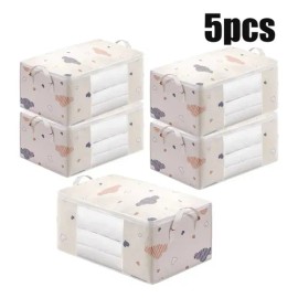 5 Cajas Almacenamiento De Tela Plegables Con Tapas Multiuso Bextsrack
