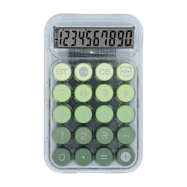 Stylish Calculator, 10 Digit Calculator, Cute, Mini, Green, Transparent, Round Buttons, Mechanical, Portable, Anti-Slip, For Daily Use, Office, School, Tax Accounting, Business Use, Stationery