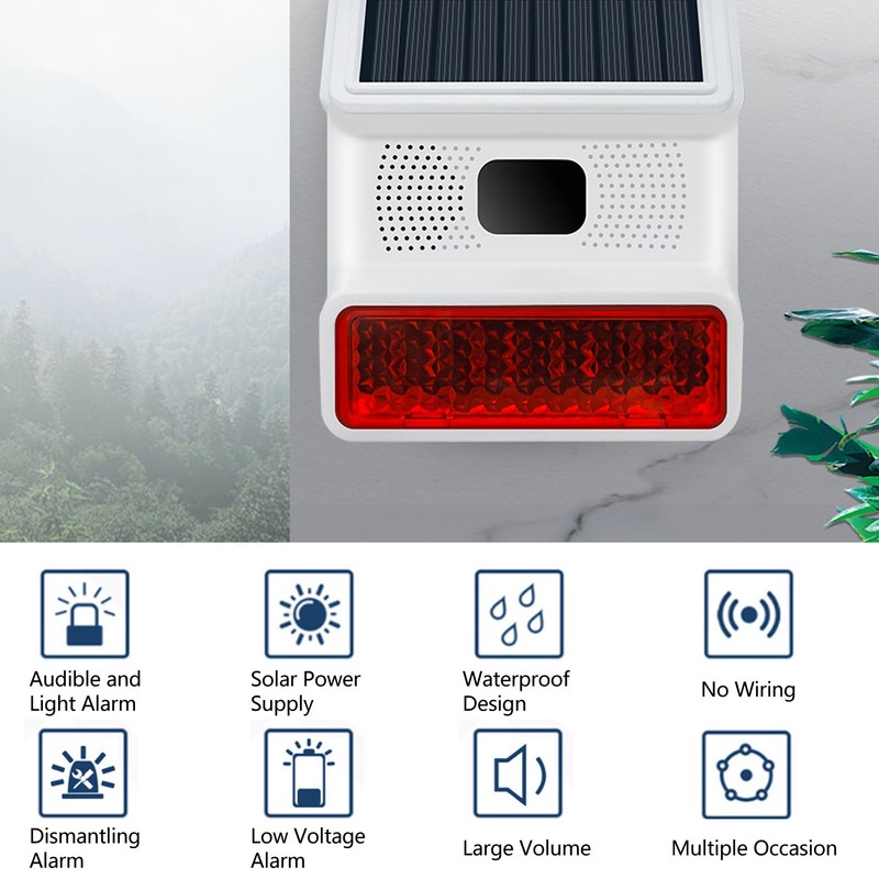 Solar Alarm Wireless DC 5V 433MHz 100dB Infrared Sensor IP65