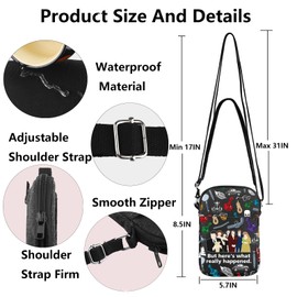 G2TUP Clue Movie Crossbody Bag Clue Movie Gifts Plum & White & Green & Mustard & Scarlet & Peacock Clue Weapon Shoulder Bag (But here's what CA)