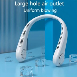 The Best Portable Neck Fan | Hands Free Bladeless Fan | Rechargeable Battery Wearable Personal Fan | Cooling Necklace Fan Design | USB Rechargeable, 3 Speeds (WHITE)