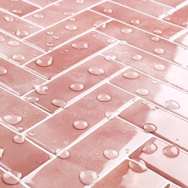 Livelynine Pink Peel and Stick Backsplash Tile Herringbone Subway Light Pink Backsplash for Kitchen Wall Tiles Blush Pink Peel and Stick Tile for Bathroom Shower Fireplace Laundry Room 4-Tiles 12x12