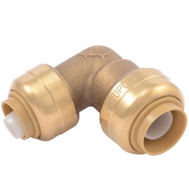 SharkBite 1/2 Inch x 3/8 Inch 90 Degree Reducing Elbow, Push to Connect Brass Plumbing Fitting, PEX Pipe, Copper, CPVC, PE-RT, HDPE, U272LFA