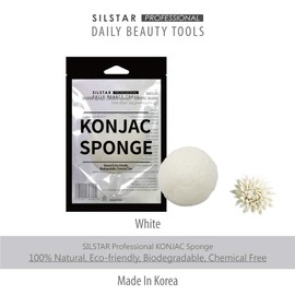 Silstar Professional Konjac Sponge, Facial Sponge, Bath Sponge, Great Cleansing for Dry and Mature Skin - Pure White 101