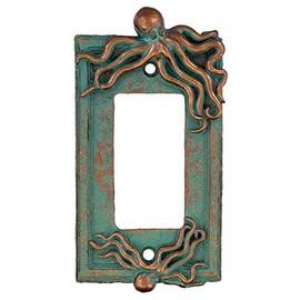 Top Brass Large Octopus/Kraken Electrical Cover Wall Plate Bronze/Verdigris Finish Style 2 - Single Switch, Double, Rocker, Outlet (Rocker)