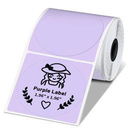 Phomemo Circle Label for M110/M110S/M120/M200/M220 Label Maker, 1.96" x 1.96"（50x50 mm） Round Thermal Label for Barcode Label, DIY Logo Design, Purple