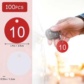 Tenare 1-100 Plastic Table Numbers Key Number Tags Cloakroom Tags Waterproof Small ID Tags with Hole for Restaurant Cafe Outdoor Car Dormitory Lockers Hotel, Without Key Rings(Red, White)