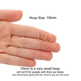 Art and Molly 14k Yellow Gold Small Endless Tiny Hoop Earrings 10mm