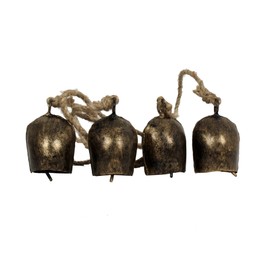 Set of 4 Vintage Handmade Rustic Door Hanging Bells Harmony Cow Bells for Lucky Christmas Décor Farmhouse