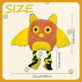 Andiker Squeaky Dog Toy, Cute Soft Dog Plush Toys with Sturdy Chewing Ropes Built-in Squeaker Interactive Dog Toys with Vivid Shape for All Breeds Dogs to Reduce Boredom Keep Fit (Yellow Owl)
